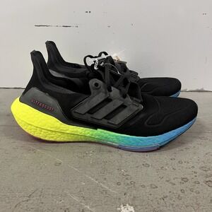 Adidas UltraBoost 22 Men's Black Blue Yellow Green Running Shoes GV8829 Size 10